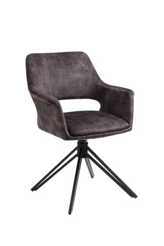 Stuhl >ESTELLE< (2er-Set) in grau aus Samt - 57x84x61cm (BxHxT)