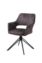 Stuhl >ESTELLE< (2er-Set) in grau aus Samt - 57x84x61cm (BxHxT)