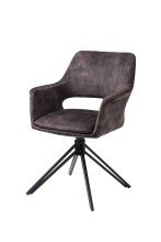 Stuhl >ESTELLE< (2er-Set) in grau aus Samt -...