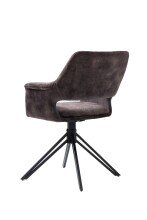 Stuhl >ESTELLE< (2er-Set) in grau aus Samt - 57x84x61cm (BxHxT)