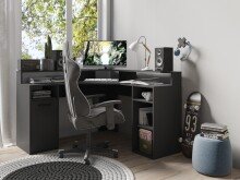 Schreibtisch >FOX< (BxHxT: 139x90,8x139 cm) in anthrazit - 139x90,8x139 (BxHxT)