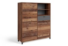 Highboard >JACKSON< (BxHxT: 126x143x40 cm) in Old Style - 126x143x40cm (BxHxT)