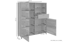 Highboard >JACKSON< (BxHxT: 126x143x40 cm) in Old Style - 126x143x40cm (BxHxT)
