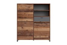 Highboard >JACKSON< (BxHxT: 126x143x40 cm) in Old Style - 126x143x40cm (BxHxT)