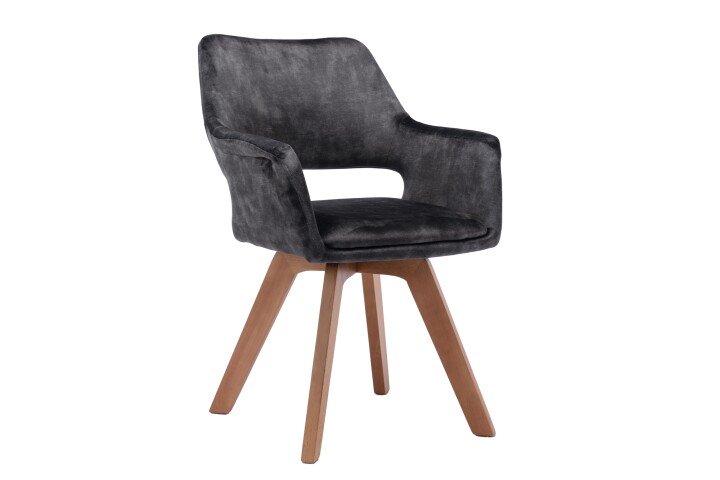 Stuhl >KLARA< (2er-Set) in grau aus Samt - 52x89x63,5cm (BxHxT)