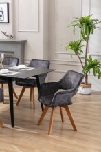 Stuhl >KLARA< (2er-Set) in grau aus Samt - 52x89x63,5cm (BxHxT)