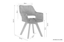 Stuhl >KLARA< (2er-Set) in grau aus Samt - 52x89x63,5cm (BxHxT)