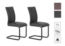 Esszimmerstuhl >MALU< (2er-Set) in schwarz aus Microfaser - 43x99x56cm (BxHxT)