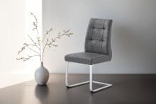 Esszimmerstuhl >MARLEN-XXL< (2er-Set) in grau aus Microfaser - 47x96x62 (BxHxT)