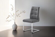 Esszimmerstuhl >MARLEN-XXL< (2er-Set) in grau aus Microfaser - 47x96x62 (BxHxT)