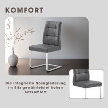 Esszimmerstuhl >MARLEN-XXL< (2er-Set) in grau aus Microfaser - 47x96x62 (BxHxT)