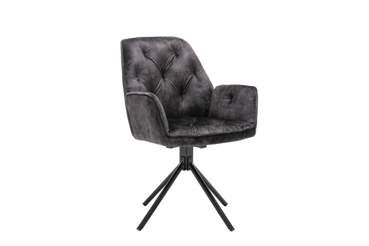 Sessel >SARINA< (2er-Set) in schwarz aus Samt - 59,5x89x62cm (BxHxT)