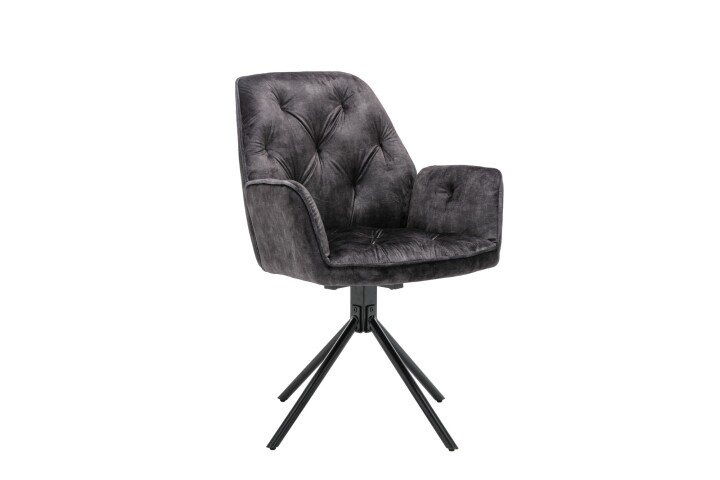 Sessel >SARINA< (2er-Set) in schwarz aus Samt - 59,5x89x62cm (BxHxT)