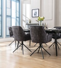 Sessel >SARINA< (2er-Set) in schwarz aus Samt - 59,5x89x62cm (BxHxT)