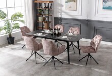 Sessel >SARINA< (2er-Set) in beige aus Samt - 59,5x89x62cm (BxHxT)