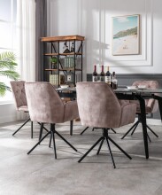 Sessel >SARINA< (2er-Set) in beige aus Samt - 59,5x89x62cm (BxHxT)