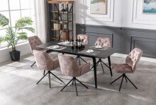 Sessel >SARINA< (2er-Set) in beige aus Samt - 59,5x89x62cm (BxHxT)