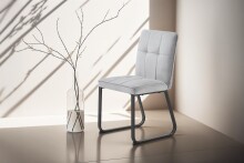 Stuhl >TALEA< (2er-Set) in hellgrau aus Microfaser - 47x88x59cm (BxHxT)