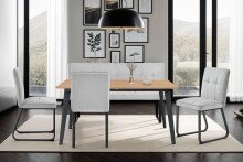 Stuhl >TALEA< (2er-Set) in hellgrau aus Microfaser - 47x88x59cm (BxHxT)