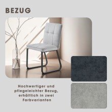 Stuhl >TALEA< (2er-Set) in hellgrau aus Microfaser - 47x88x59cm (BxHxT)