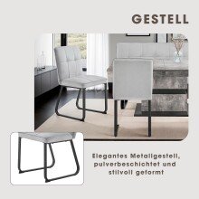 Stuhl >TALEA< (2er-Set) in hellgrau aus Microfaser - 47x88x59cm (BxHxT)