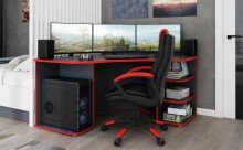 Schreibtisch >THANATOS< (BxHxT: 198x76x85 cm) in anthrazit/rot