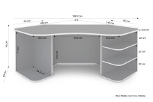 Schreibtisch >THANATOS< (BxHxT: 198x76x85 cm) in anthrazit/rot