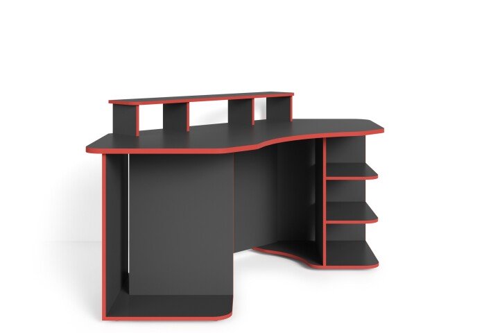 Regal-Schreibtisch >THANATOS< (BxHxT: 198x93,5x85 cm) in schwarz/rot