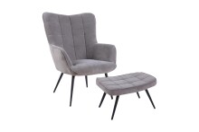 Sessel >UTA< (BxHxT: 72x97x80 cm) in grau aus Cord - 72x97x80cm (BxHxT)