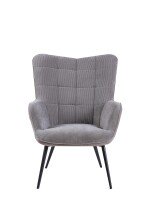Sessel >UTA< (BxHxT: 72x97x80 cm) in grau aus Cord - 72x97x80cm (BxHxT)
