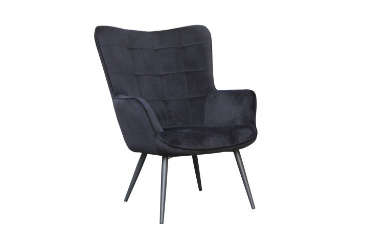 Sessel >UTA< (BxHxT: 72x97x80 cm) in schwarz aus Samt - 72x97x80cm (BxHxT)