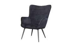 Sessel >UTA< (BxHxT: 72x97x80 cm) in schwarz aus Samt - 72x97x80cm (BxHxT)
