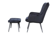 Sessel >UTA< (BxHxT: 72x97x80 cm) in schwarz aus Samt - 72x97x80cm (BxHxT)