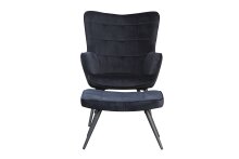 Sessel >UTA< (BxHxT: 72x97x80 cm) in schwarz aus Samt - 72x97x80cm (BxHxT)