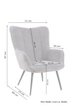 Sessel >UTA< (BxHxT: 72x97x80 cm) in schwarz aus Samt - 72x97x80cm (BxHxT)