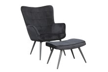 Sessel >UTA< (BxHxT: 72x97x80 cm) in schwarz aus Samt - 72x97x80cm (BxHxT)