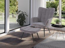 Hocker >UTA< (BxHxT: 60x39x41 cm) in grau aus Cord - 60x39x41cm (BxHxT)