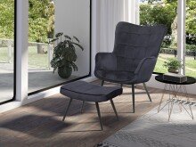 Hocker >UTA< (BxHxT: 60x39x41 cm) in schwarz aus Samt - 60x39x41cm (BxHxT)