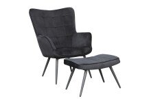 Hocker >UTA< (BxHxT: 60x39x41 cm) in schwarz aus Samt - 60x39x41cm (BxHxT)