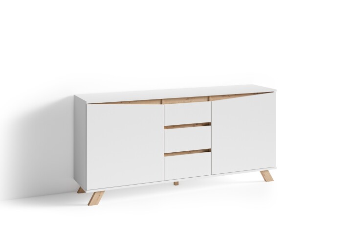 Sideboard >VALENTIN< (BxHxT: 160x76x38 cm) in weiß - 160x76x38cm (BxHxT)