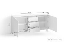 Sideboard >VALENTIN< (BxHxT: 160x76x38 cm) in weiß - 160x76x38cm (BxHxT)