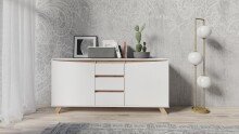 Sideboard >VALENTIN< (BxHxT: 160x80x38 cm) in weiß - 160x76x38cm (BxHxT)