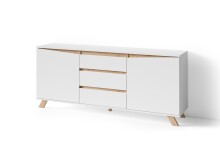 Sideboard >VALENTIN< 2 Türen, 3 Schübe, in weiß - 180x76x38cm (BxHxT)