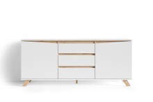 Sideboard >VALENTIN< 2 Türen, 3 Schübe, in weiß - 180x76x38cm (BxHxT)