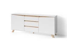 Sideboard >VALENTIN< 2 Türen, 3 Schübe, in weiß - 180x76x38cm (BxHxT)