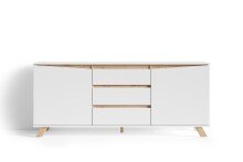 Sideboard >VALENTIN< 2 Türen, 3 Schübe, in weiß - 180x76x38cm (BxHxT)