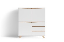 Highboard >VALENTIN< (BxHxT: 120x137x38 cm) in weiß - 120x137x38cm (BxHxT)