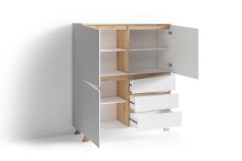 Highboard >VALENTIN< (BxHxT: 120x142x38 cm) in weiß - 120x142x38cm (BxHxT)