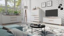 Highboard >VALENTIN< (BxHxT: 120x142x38 cm) in weiß - 120x142x38cm (BxHxT)