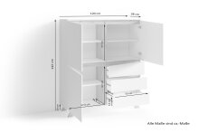 Highboard >VALENTIN< (BxHxT: 120x142x38 cm) in weiß - 120x142x38cm (BxHxT)